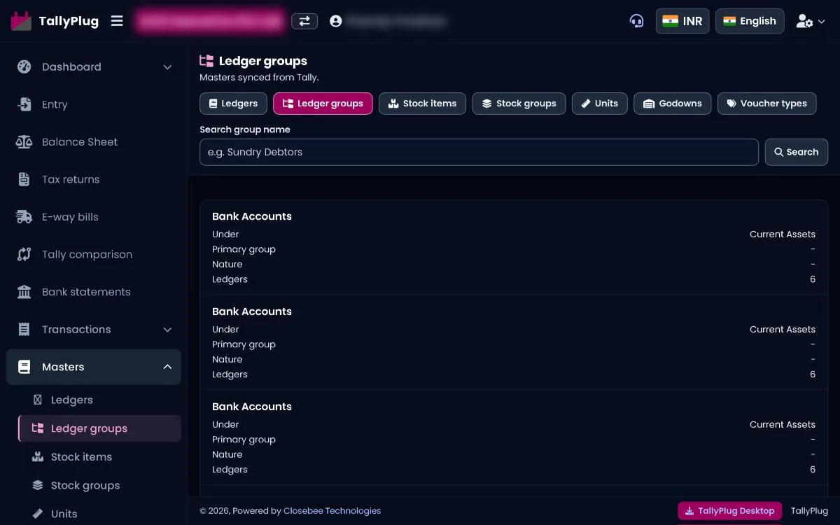 Ledger groups list