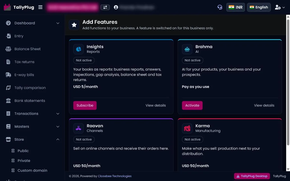 Add Features with Insights, Brahma, Raavan and Karma